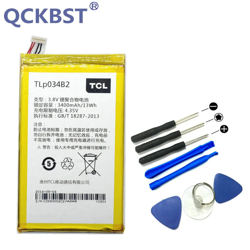 Аккумулятор QCKBST TLP034B2 3400 мАч для Alcatel one touch pop s9 hero n3 a995l tcl y910 y910t телефон с кодом