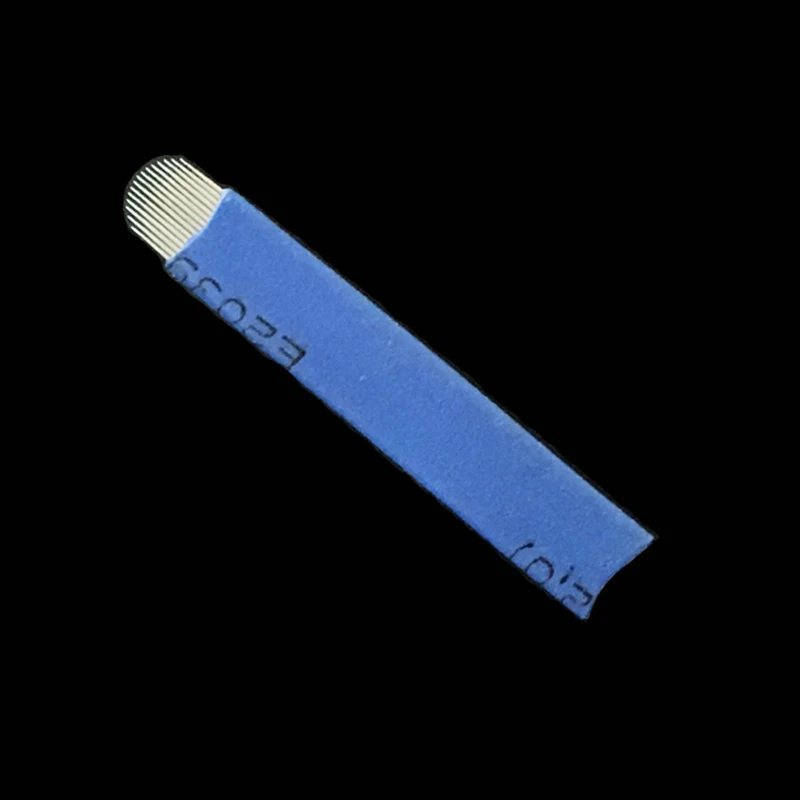 500 шт. Lamina Tebori Blue 15 Pin U форма 0,18 мм иглы для татуажа Перманентный макияж бровей вышивка лезвие для татуировки ручка-держатель игл
