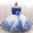 Платье для девочек с цветами на свадьбу, одежда для крещения малышей для девочек, вечерние наряды для малышей, синее платье, vestido infantil para festa