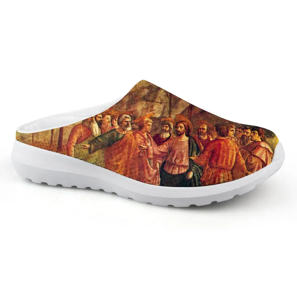 Сандалии мужские с принтом Христа модные повседневные шлепанцы пляжные тапочки