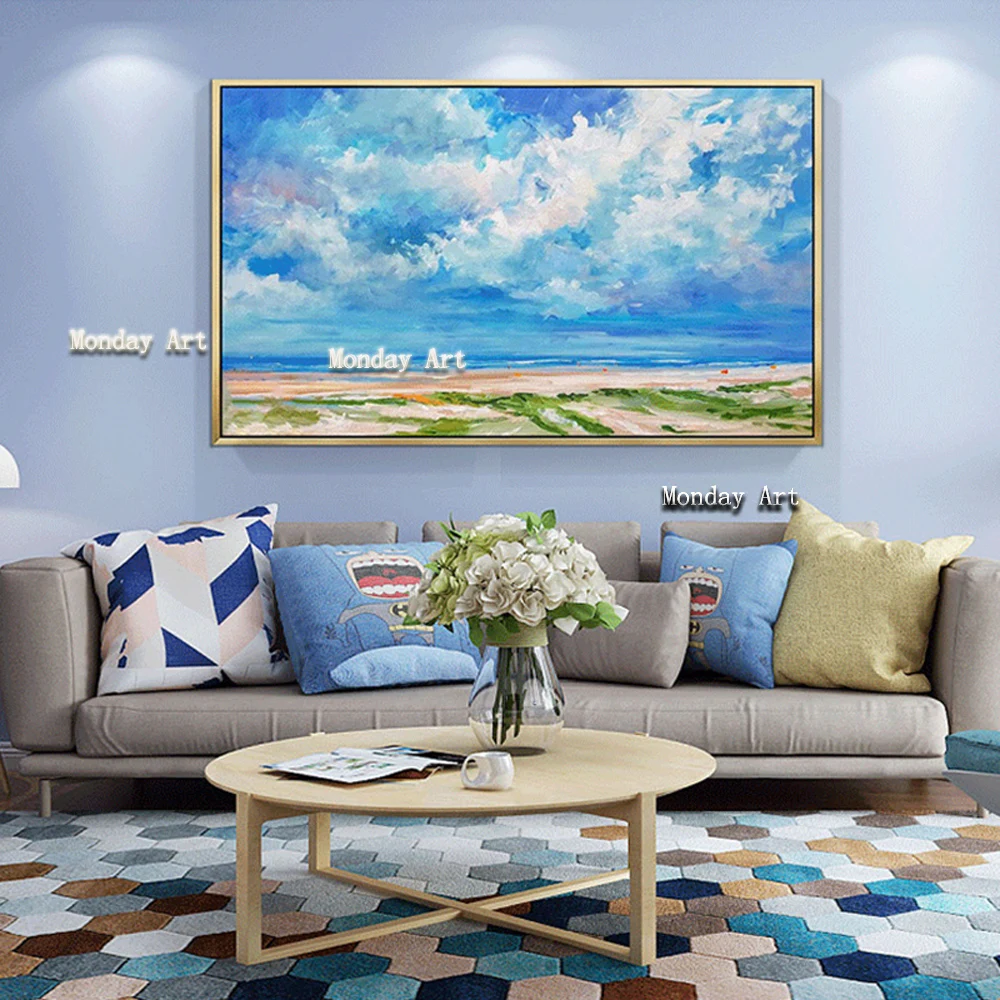 Landscape pictures Sunsets Natural Sea Beach Posters pure Handpainted Canvas Painting Wall Art Picture for Living Room | Дом и сад