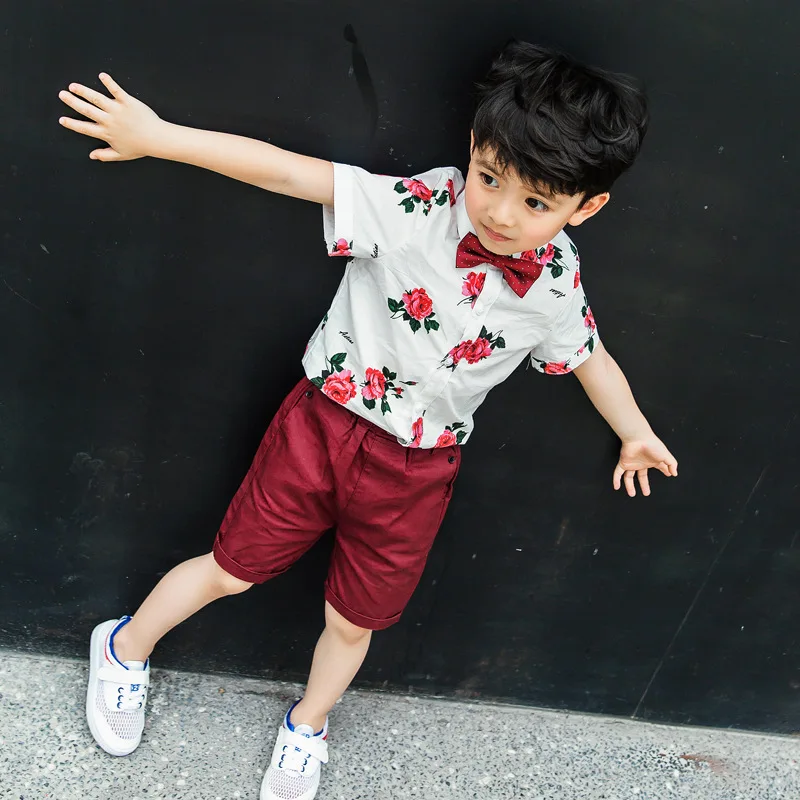 ActhInK/новый летний Свадебный комплект одежды с цветочным принтом и бантом для