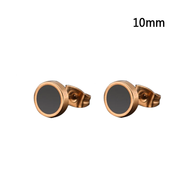 10MM SHUANGR, модные, 1 пара, круглой формы, Винтажные серьги-гвоздики для мужчин, трендовые, вечерние, черные серьги, ювелирные изделия для мужчин и женщин, унисекс - Окраска металла: 10MM