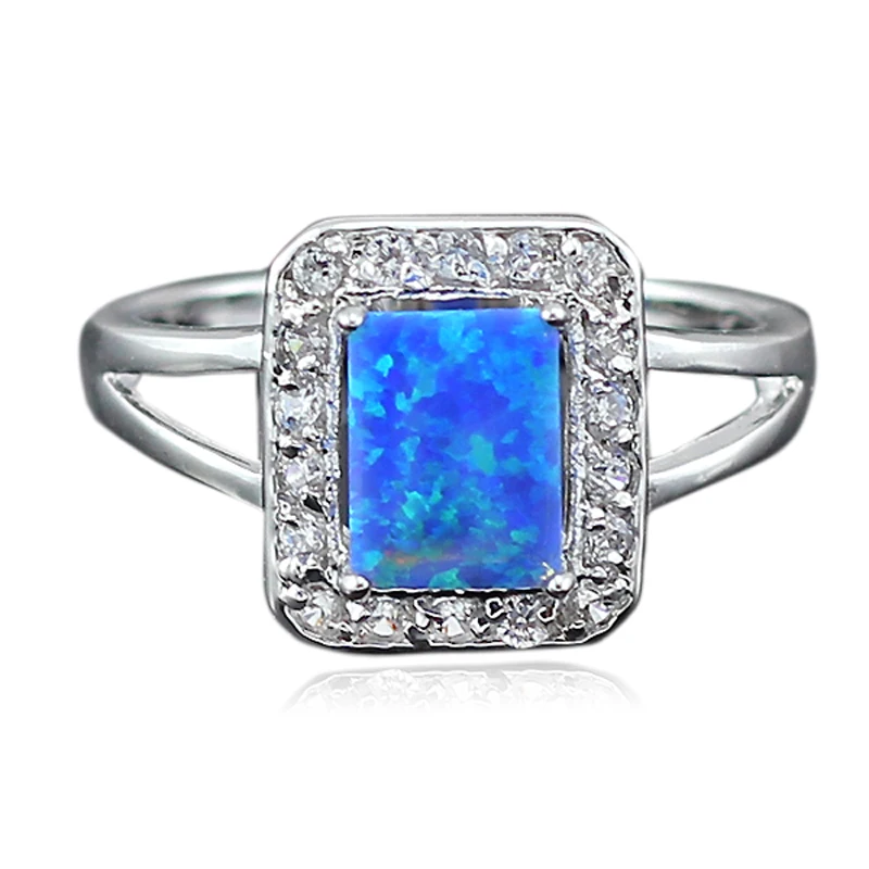 Haимис Синий огненный опал CZ женский коготь Inay модное Ювелирное кольцо Размер 6 5 61B