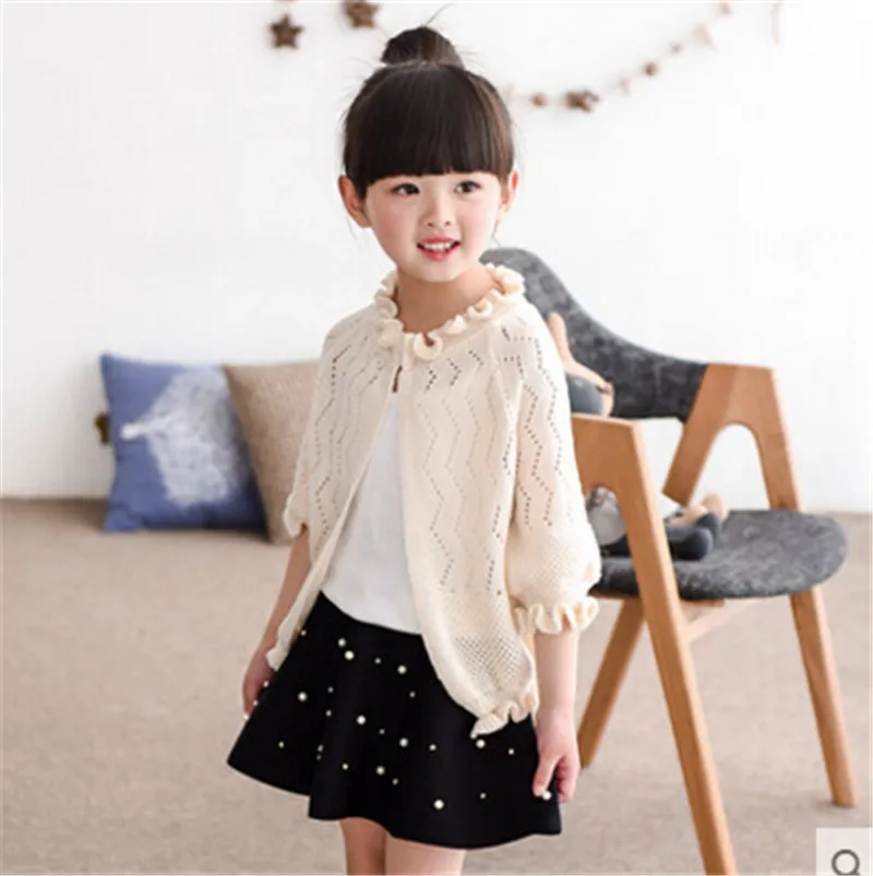 2016 новинка осени кардиган для девочек детская одежда Открытый девочки вязанный