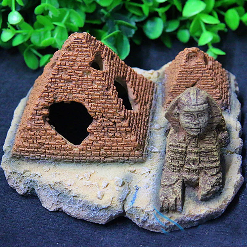 Античные Египетские пирамиды Сфинкс украшения для аквариума скрытая площадка