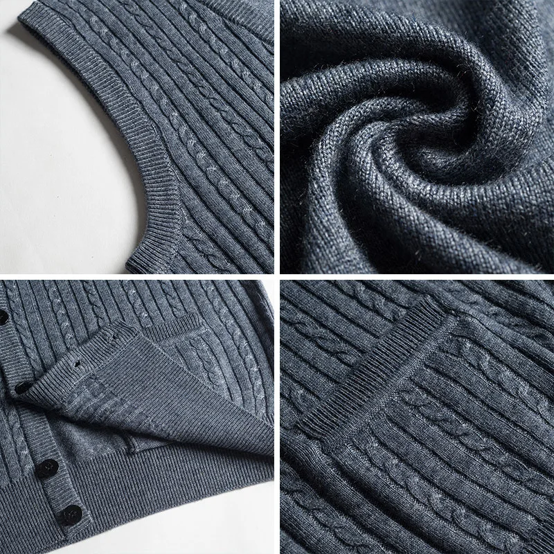 Новое поступление Модный осенне зимний вязаный кардиган жилет мужской свитер