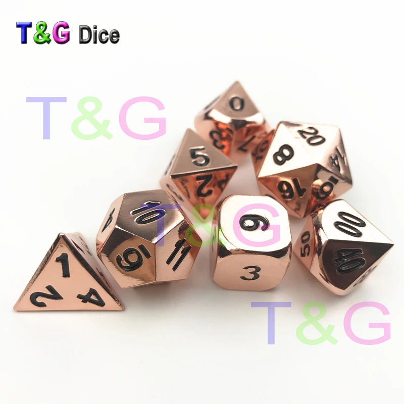 7 шт./компл. набор металлических игральных костей d4 d6 d8 d10 d % d12 d20 RPG игральные кости