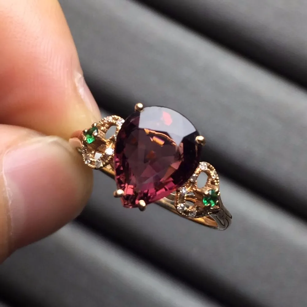 Ювелирные изделия anillos oro Настоящее 18 к розовое золото AU750 100% натуральный красный