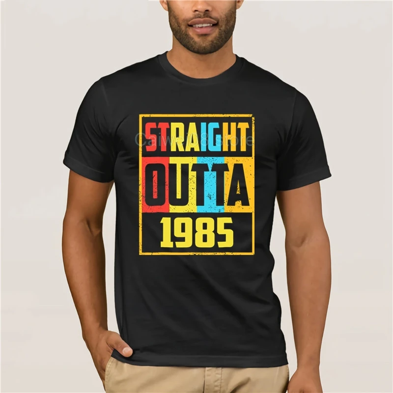 

Мужские 2019 модные Стиль футболка трендовые StraighT Outta 1985 Ретро Забавный 33rd подарок на день рождения, индивидуальная футболка