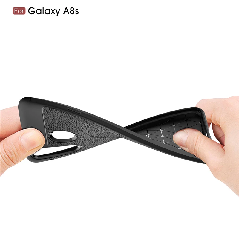 Чехол для Samsung Galaxy A8S прочный корпус в стиле личи бампер силиконовый чехол A8s |