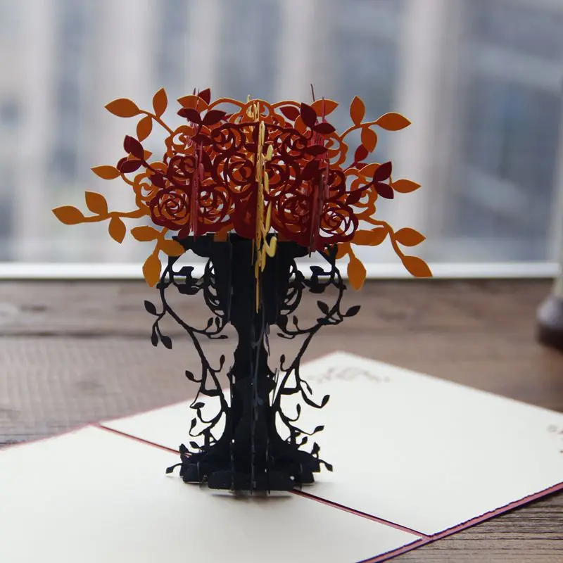 Цветочный горшок Kirigami DIY 3D pop up лазерная резка artesanato бумажные ремесла оригами