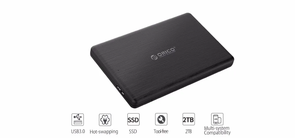 ORICO 2,5 дюймов Чехол для жесткого диска USB3.0 MicroB внешний жесткий диск Корпус высокоскоростной чехол для 7 мм SSD Поддержка UASP SATAIII 2578U3