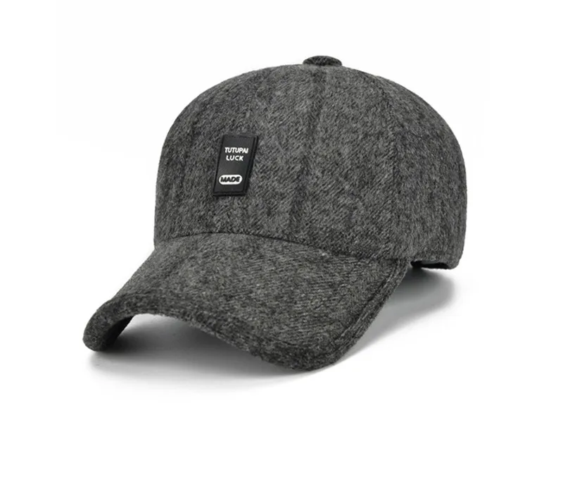XdanqinX Snapback кепка зимняя мужская теплая шапка среднего возраста шерстяная Толстая бейсболка s с ушками регулируемый размер наушник Кепка для мужчин