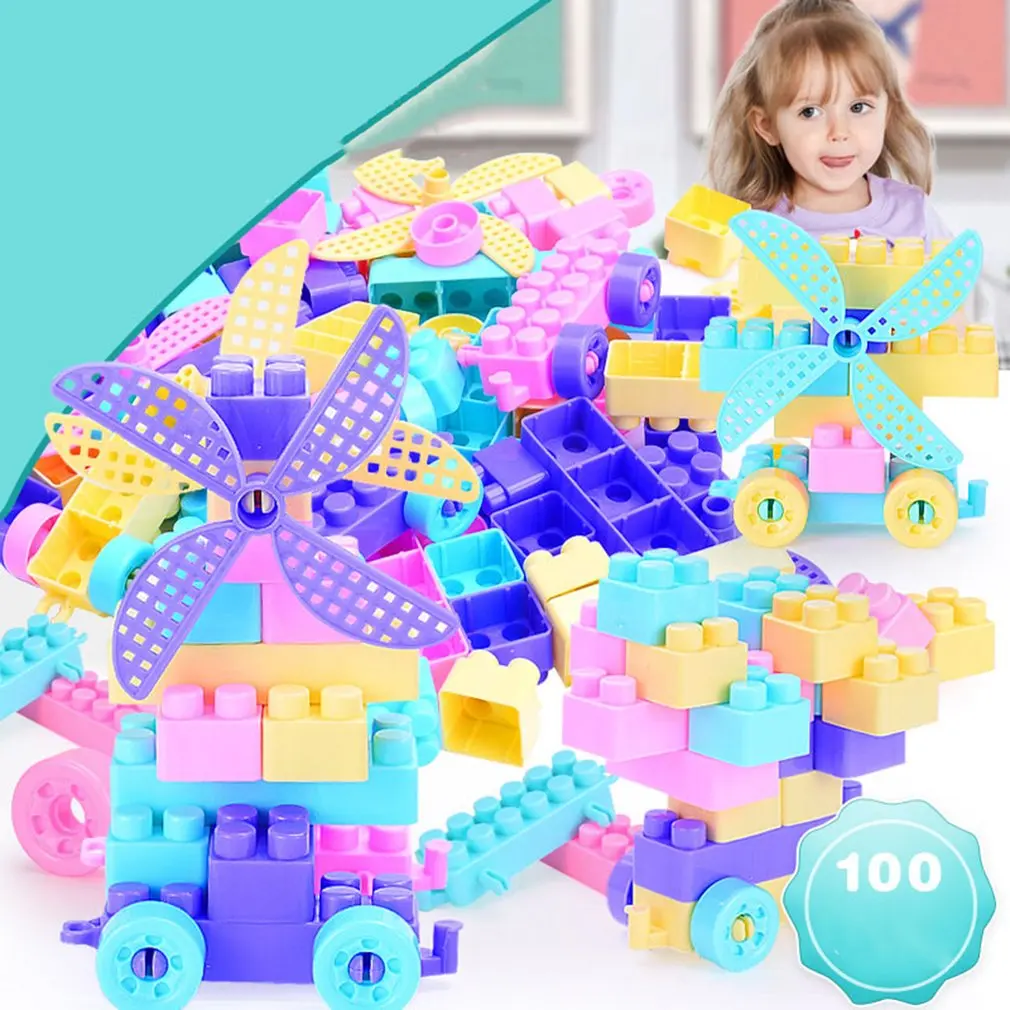 Building Blocks Set Educational Stacking Toys Connecting Kit Construction Bricks with Carrying Container (100 PCS) |