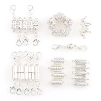 7style5pcs sliver round rhinestone balloval lobster buckle magnetic clasps for diy necklace bracelet connectors jewelry finding