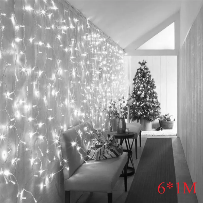 Сосулька 240Led 6*1 м Шторы Фея светильник Рождественский украшение для свадьбы дома