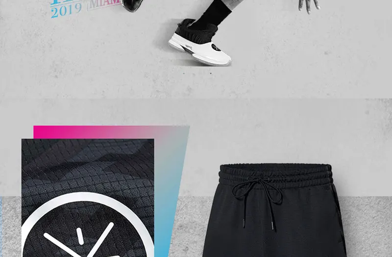 Li-Ning мужские баскетбольные шорты из полиэстера с дышащей подкладкой, спортивные шорты AAPP265 MKD1653