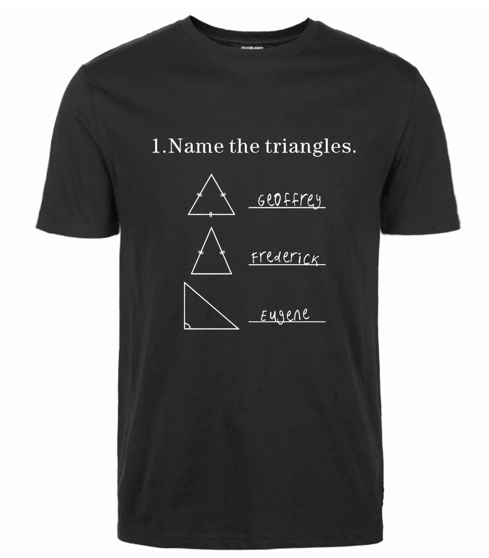 Забавная футболка с надписью «NAME The triangles» и геометрией математики, лето/весна, мужская повседневная футболка с коротким рукавом и круглым вырезом размера плюс - Цвет: Черный