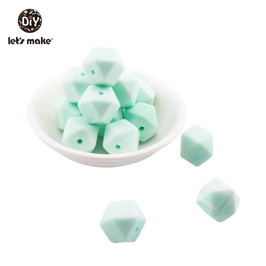 21 Let'S Make 20Pc 14Mm Hexagon Silicone Teether Beads Baby Tiny Rod Multifaced Baby Teething Toy Beaded Silicon Baby Teether Toy - Цвет: 21