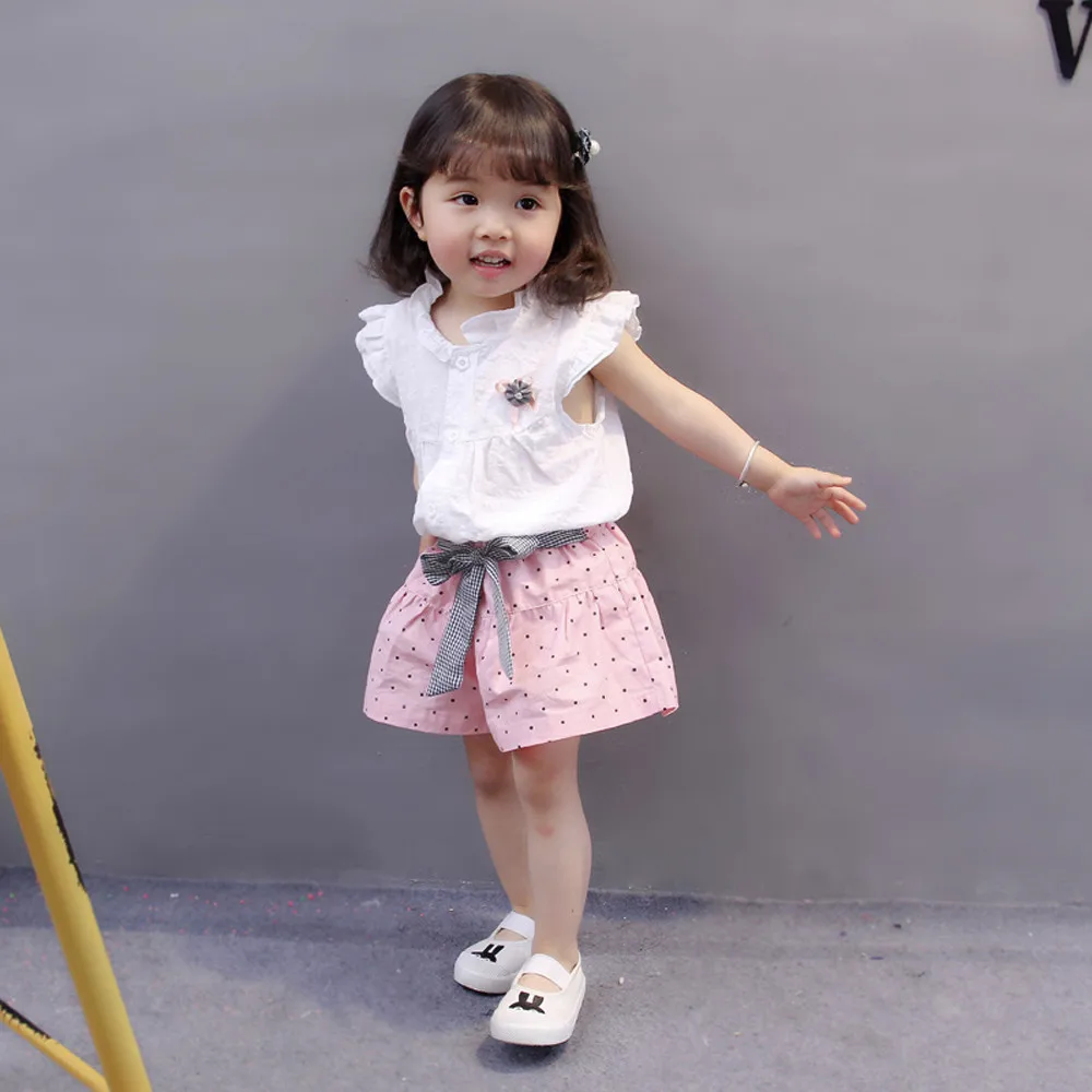 Платье с бантом vestido комплект одежды из 2 предметов для маленьких девочек топ в
