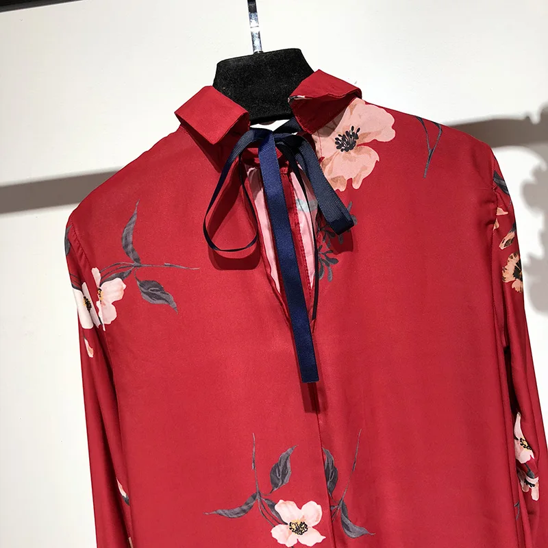 2019 Весенняя новая Корейская версия рубашки с длинными рукавами и цветочным
