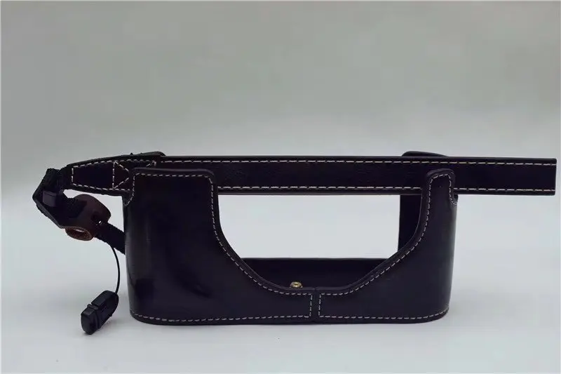 Black With Strap Чехол для камеры из искусственной кожи для Leica X Typ 113 Leica XV камера Hald корпус крышка с ремешком с отверстием для аккумулятора - Цвет: Black With Strap