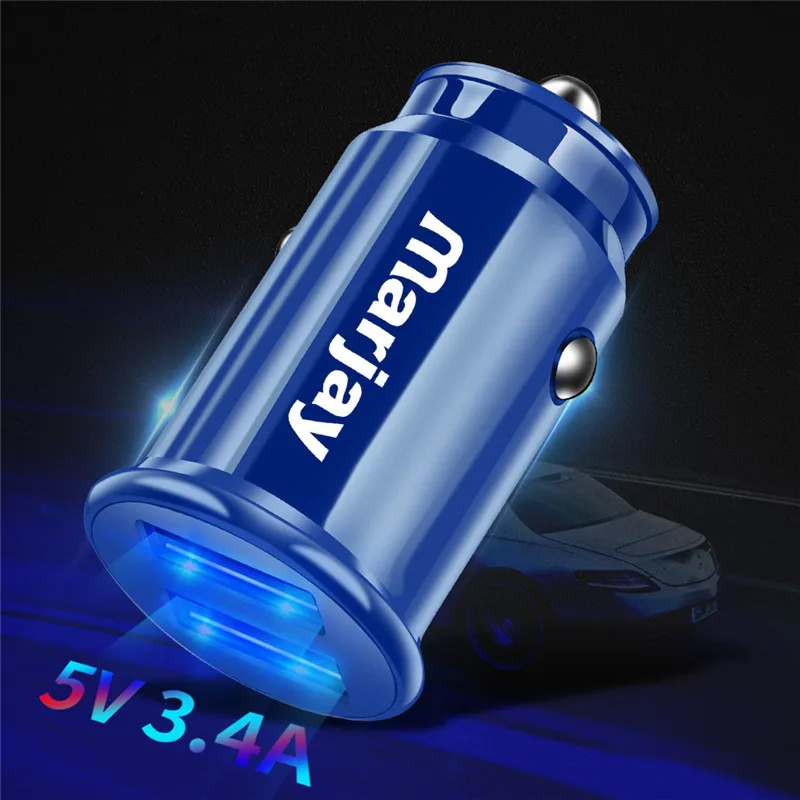 Blue Marjay Красный USB Автомобильное зарядное устройство для iPhone X Xiaomi Redmi Note 7 samsung S10 Tablet Dual 3.4A быстрое зарядное устройство автомобильное зарядное устройство адаптер в автомобиль - Тип штекера: Blue