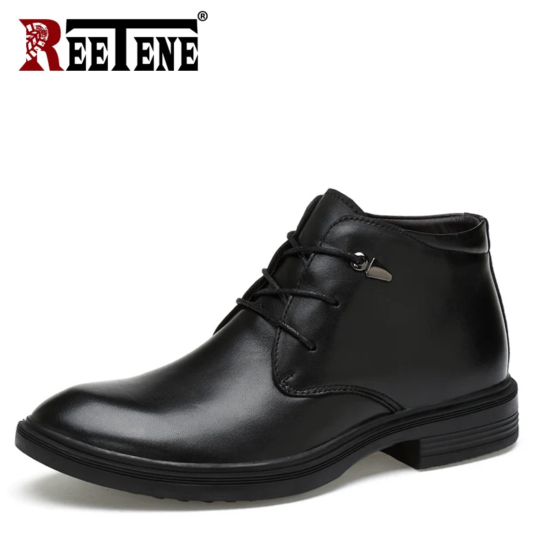 Зимние мужские ботинки REETENE 2018 кожаные повседневные зимние для мужчин