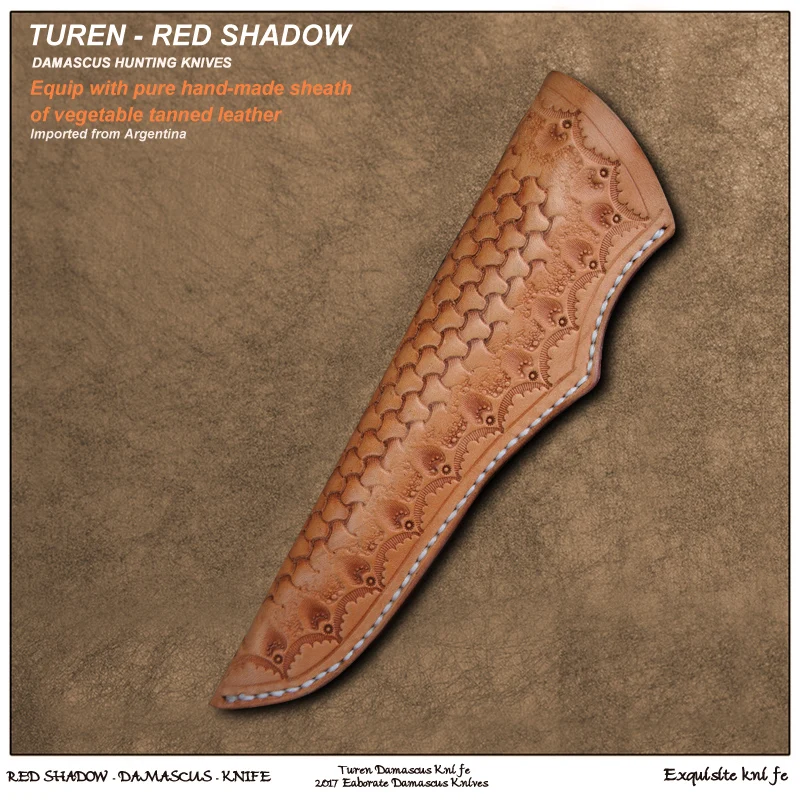 TUREN-Red Shadow 60 HRC ручной работы дамасский охотничий прямой нож коровья Кость