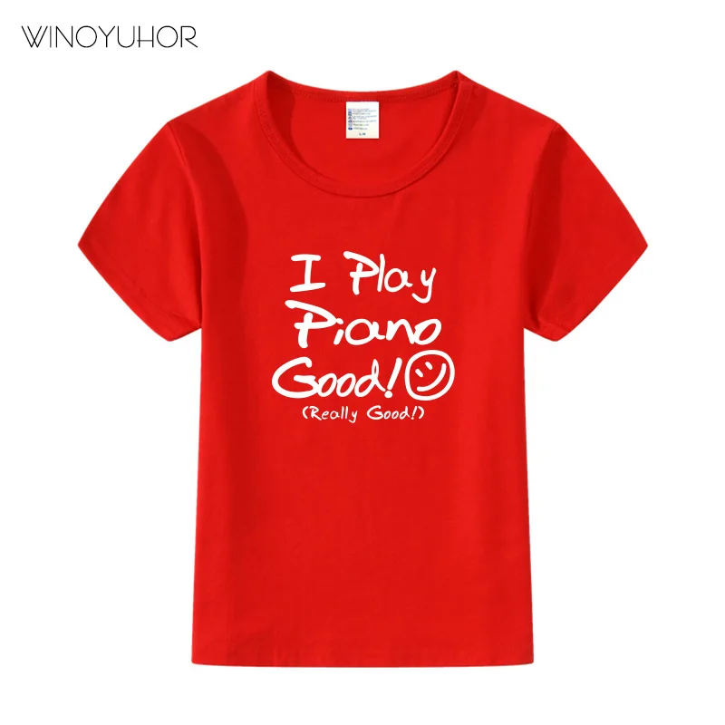 Футболка с надписью I Play Piano Good Детская летняя футболка коротким рукавом подарок