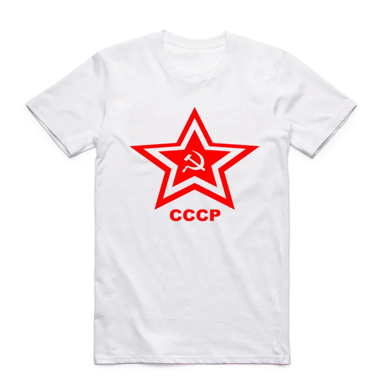 Футболка азиатского размера с принтом СССР для мужчин и женщин круглый вырез