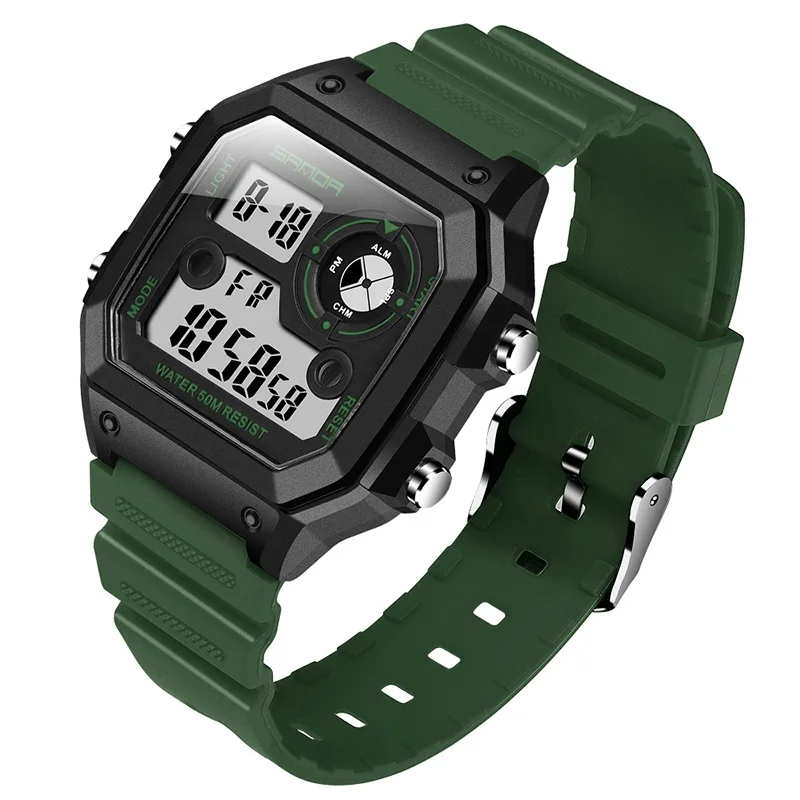 Armygreen SANDA Брендовые мужские спортивные часы модные Chronos обратного отсчета мужские водонепроницаемые светодиодный цифровые часы мужские военные часы Relogio Masculino - Цвет: Armygreen
