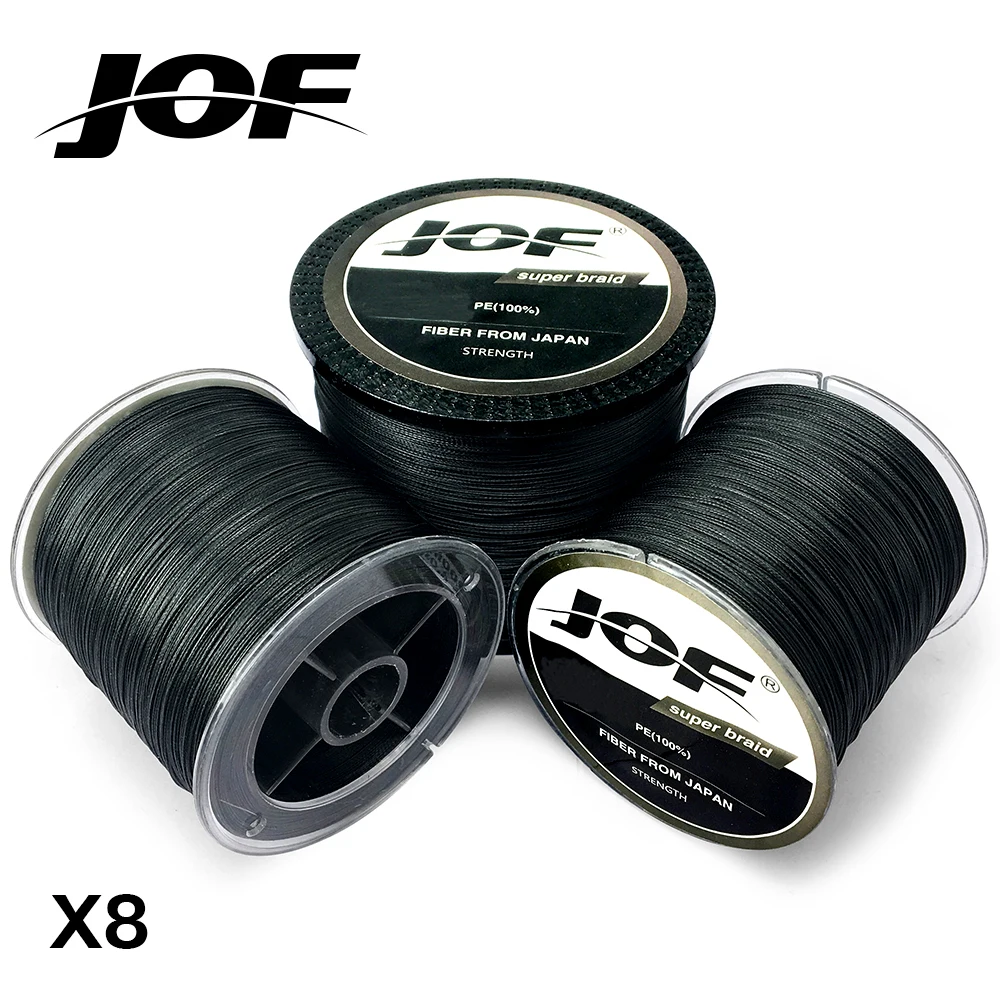 JOF плетеная леска для морской рыбалки 8 нитей черный 100 м 150 300 500 1000 100% PE супер