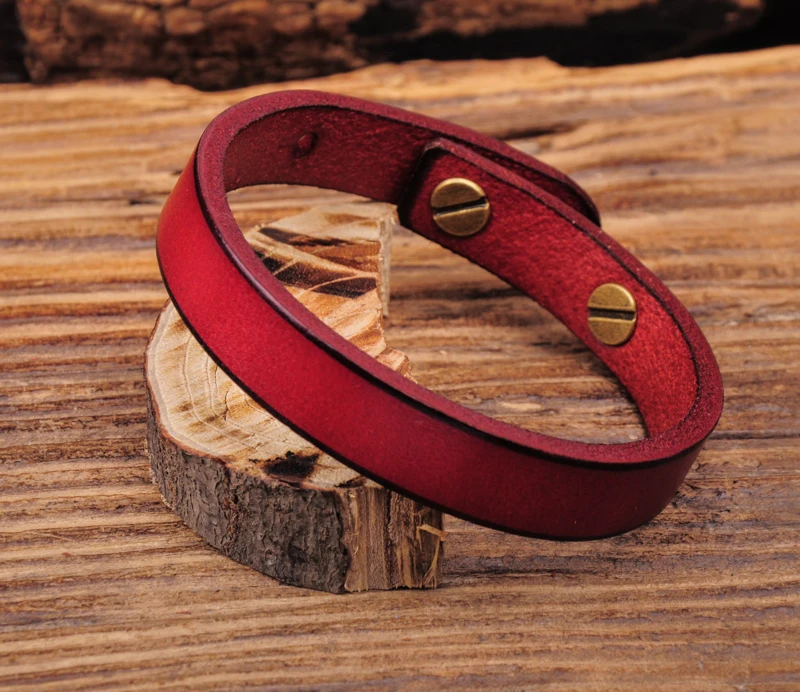 G370 простой стильный красный браслет из натуральной кожи для женщин|wristband
