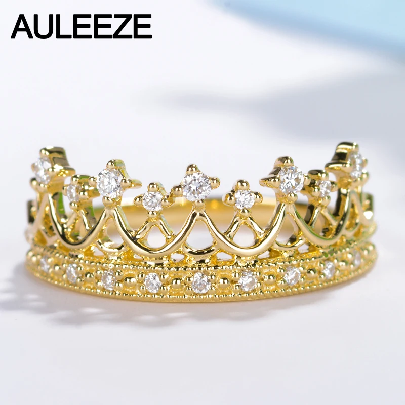 AULEEZE элегантное Золотое кольцо с короной принцессы обручальное настоящим