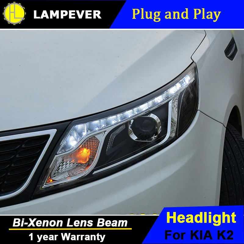 Lampever Стайлинг для Kia K2 Rio фары 2011 2014 Корея дизайн светодиодный ные DRL Биксеноновые