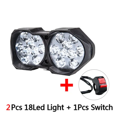 2Pcs 18Led x Switch Ammtoo Электрический Мотоцикл головной светильник вспомогательная лампа противотуманных фар светильник 12V 6500K Лондонский автобус автомобиль мотоцикл работает ATV Белый DRL автомобилей головной светильник s - Цвет: 2Pcs 18Led x Switch