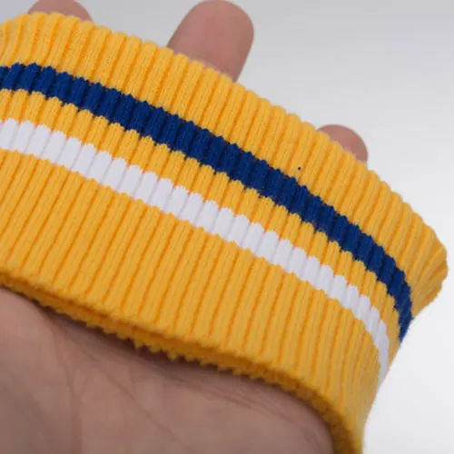 yellow blue white 7*9 см полосатые трикотажные манжеты, отделка одежды, куртка, пальто хлопок стрейч мягкие запонки 1 пара - Цвет: yellow blue white