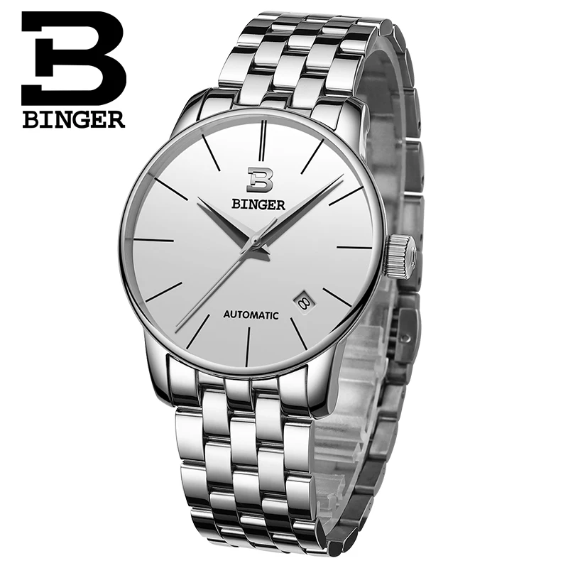 Relogio masculino BINGER люксовый бренд полностью аналоговый дисплей дата мужские