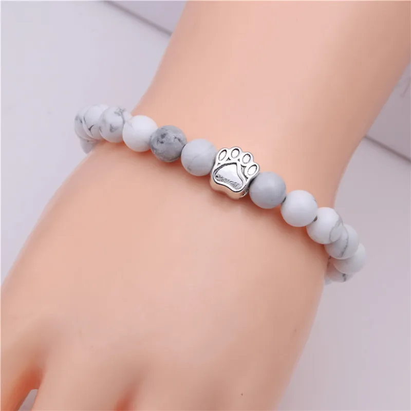 Браслет с изображением собачьей лапы 8 мм Howlite &amp Tiger's Eye Stone черный браслет из