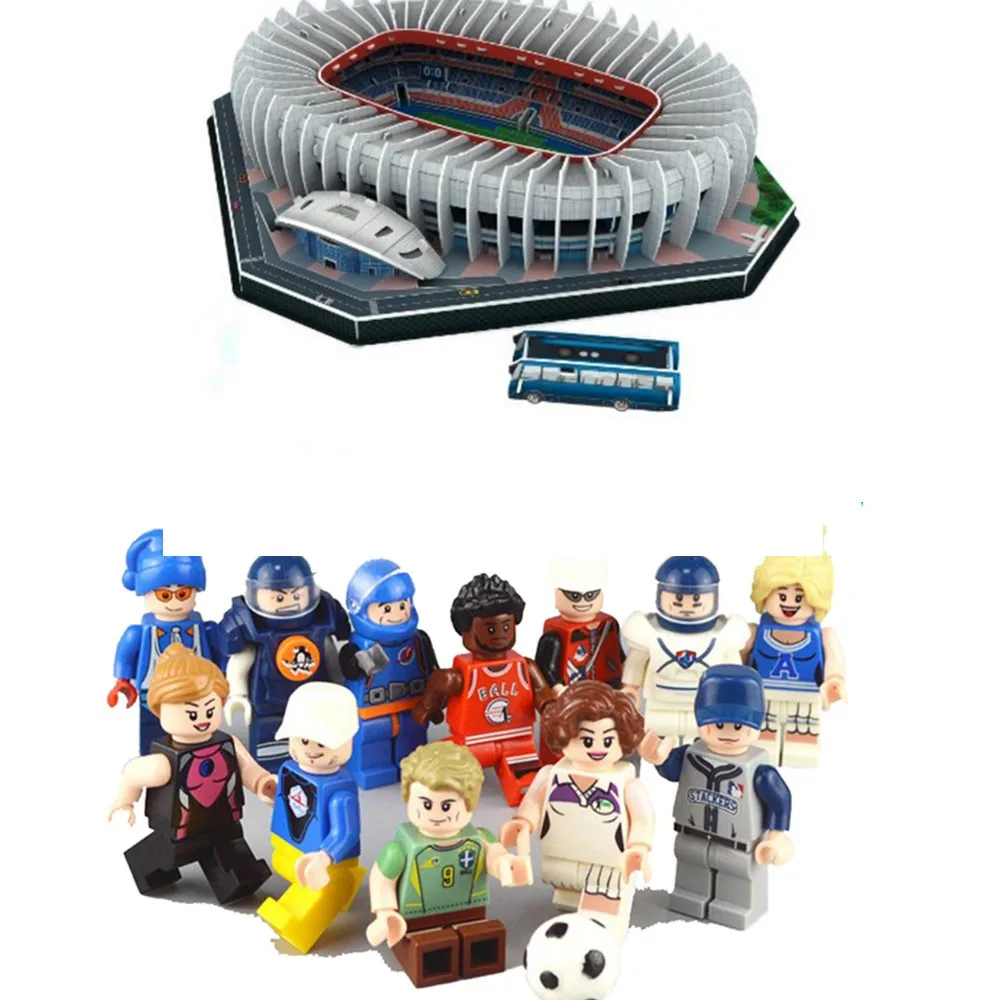 Stadio and Figures Классические головоломки 3D головоломки архитектурные стадионы Франция Parc des Princes футбольные стадионы игрушки весы Бумажные модели наборы для строительства - Цвет: Stadio and Figures