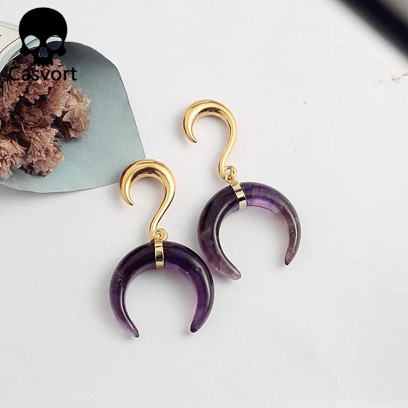 Уникальные лунные затычки для ушей Casvort туннель из нержавеющей стали золото