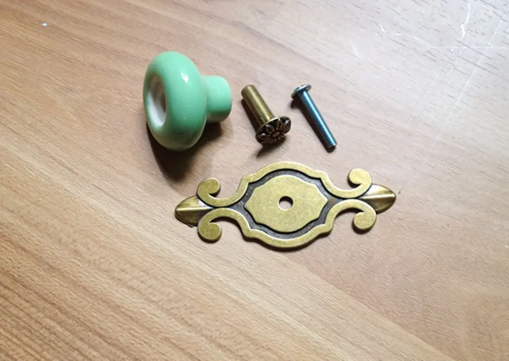 8 шт./компл. зеленый Винтаж Ретро Керамическая дверная ручка Бронзовый ящик шкаф