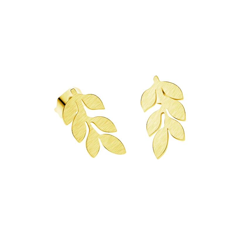DIANSHANGKAITUOZHE Gold Silver Vintage Leaf Stud Earrings for Women Men Bijoux Stainless Steel Brincos De Festa Trendy Jewelry|stud earrings|stud