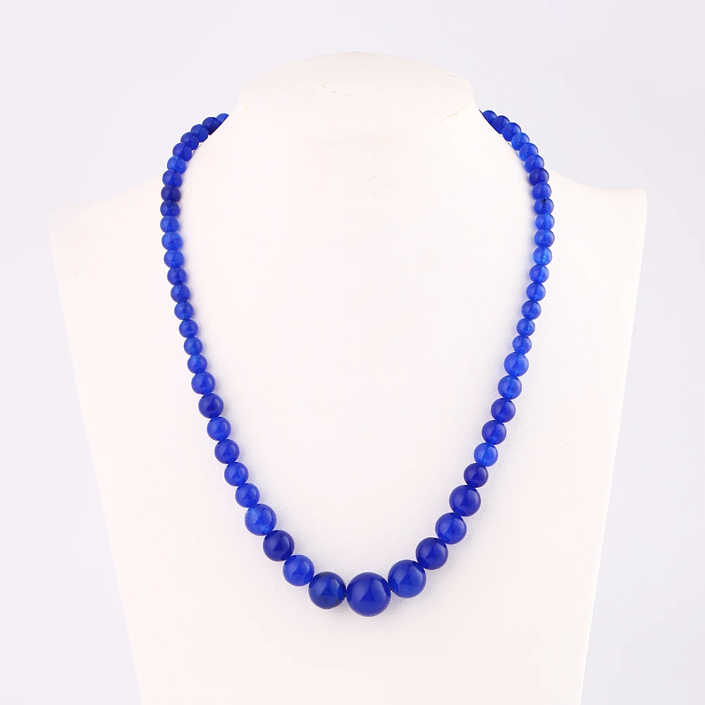 Artilady Blue Color Natural Crystal Stone Pendant Necklace Fashion For Women Jade Bead Chain Jewelry Power Dropshipping |