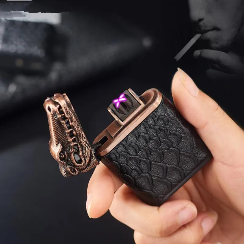 Новая креативная USB зарядка ветрозащитная беспламенная электронная двойная дуга прикуриватель перезаряжаемая электрическая сигарная зажигалка