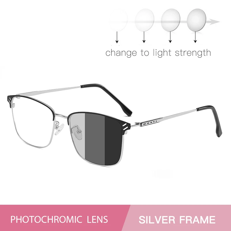Silver Photochromic Фотохромные очки с защитой от синего света блок UV400 Овальный компьютерные очки мужской хамелеон излучения светофильтр в стиле ретро женские очки - Цвет оправы: Silver Photochromic