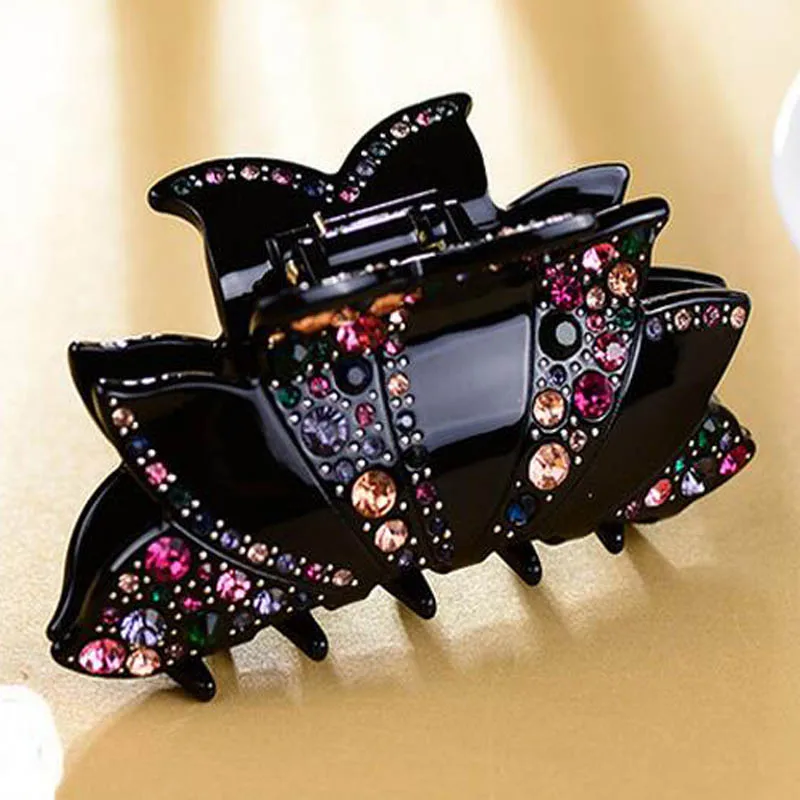 Hair Jaw Claws Rhinestone Barrette Crab Clamp Accessories For Women Long Large hair clip Acrylic crab ornaments Hairpins | Украшения и