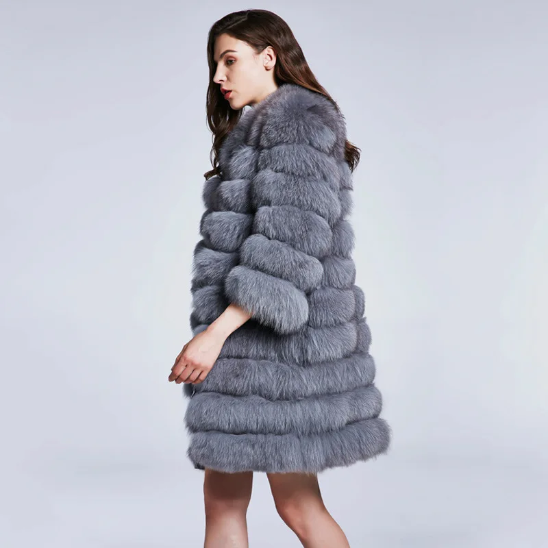 (TopFurMall) Роскошное Новое Женское пальто из натурального Лисьего меха куртка с